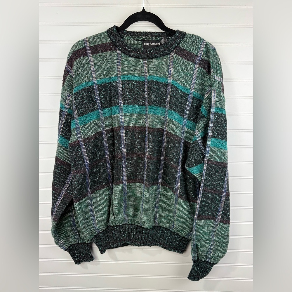 Tony Lambert vintage 90’s distressed look grandpa sweater. Size XL